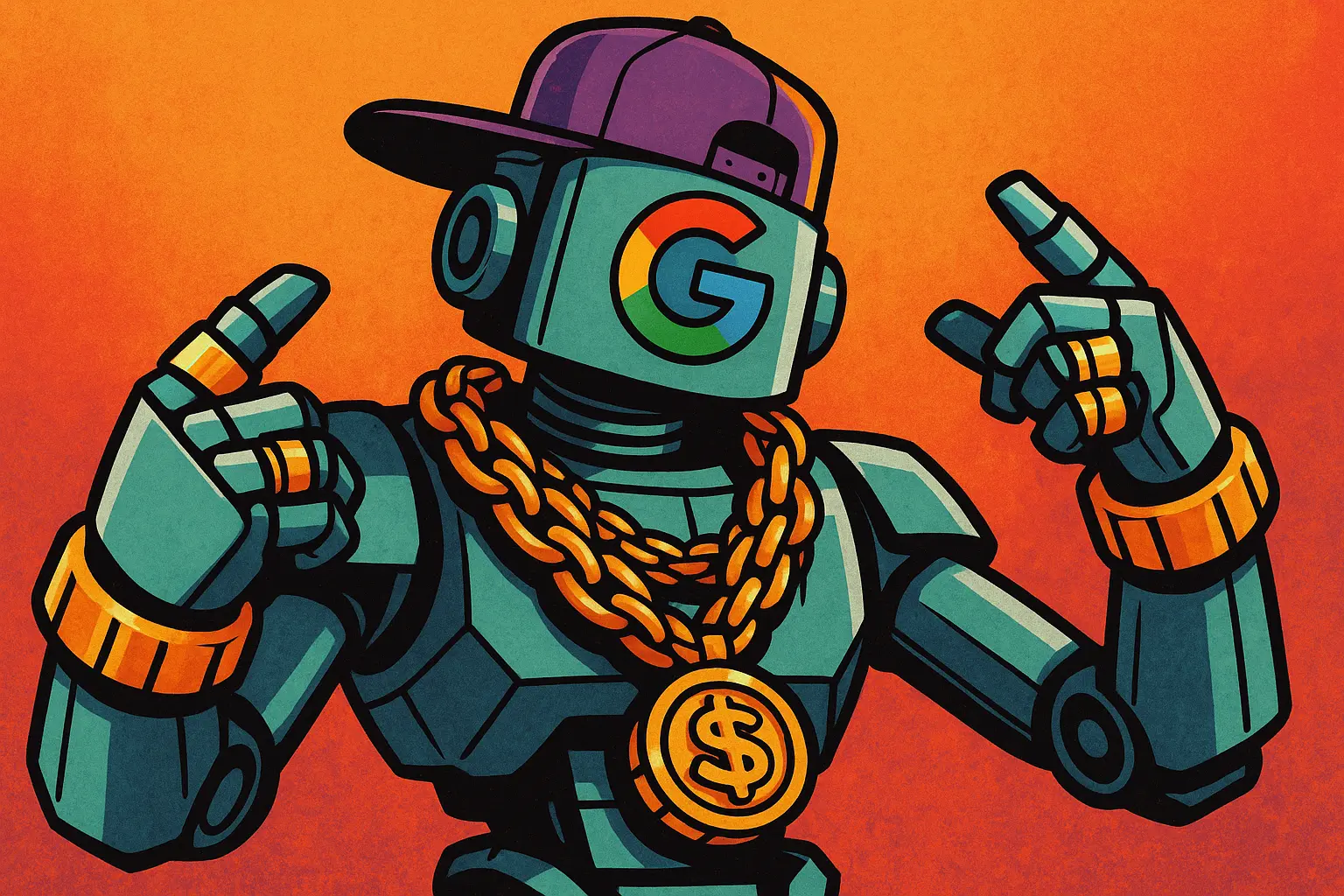 Robot google avec des chaines en or