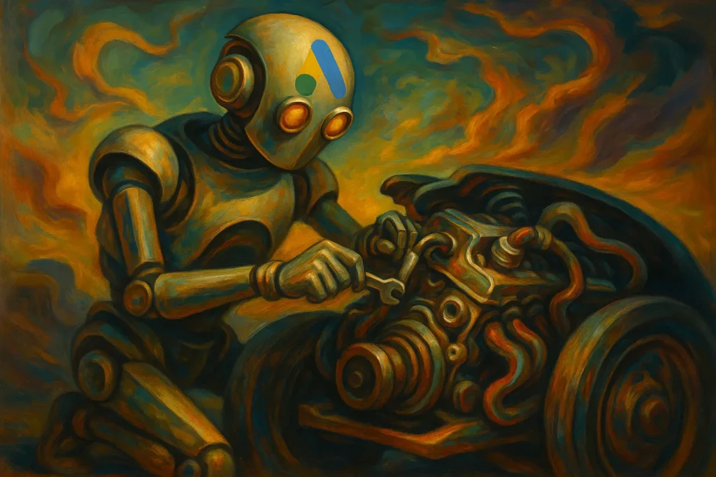 Robot qui bricole un moteur