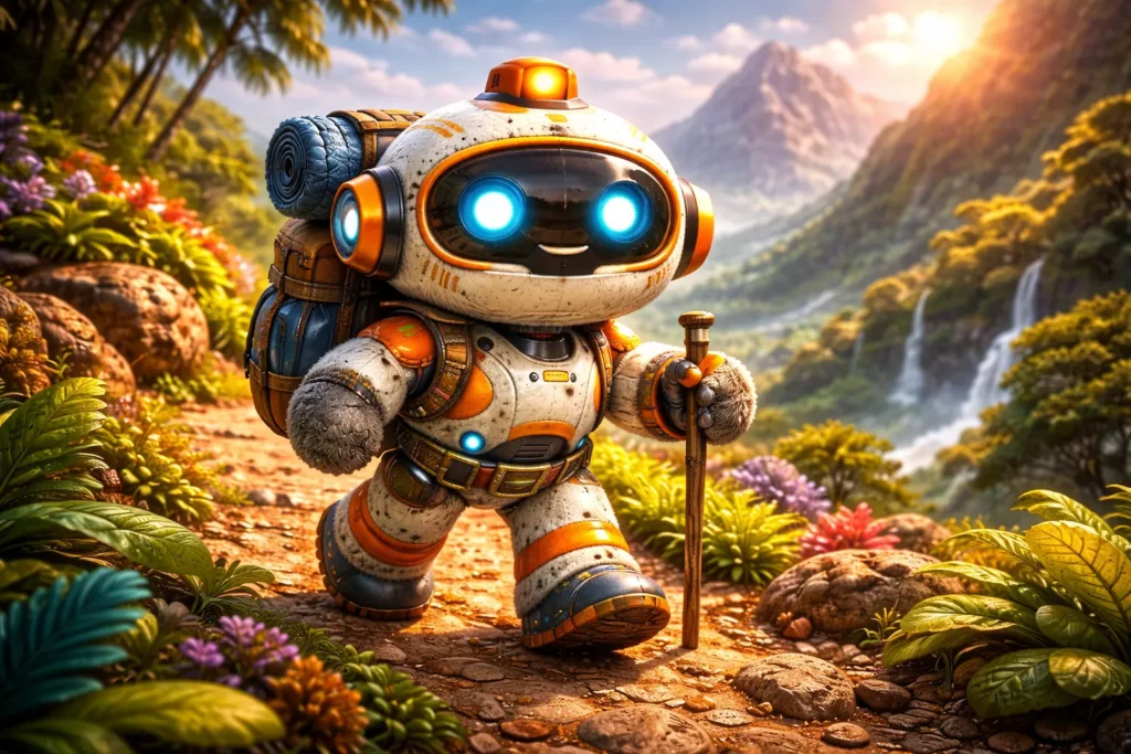 Robot qui marche dans la nature